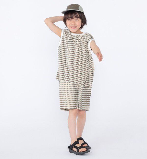 SHIPS KIDS「SHIPS KIDS:100～130cm / ジャカード ノースリーブ カットソー」|タンクトップ|