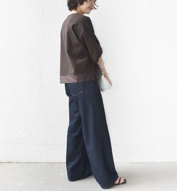 SHIPS for women「《一部追加予約》〈洗濯機可能〉袖 ツイスト デザイン シアー ドッキング TEE」|Tシャツ・カットソー|