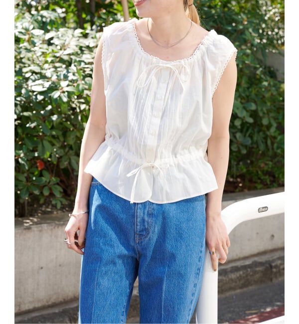OUTDOOR PRODUCTS Usual Things「ピンタックレースノースリブラウス」|シャツ・ブラウス|