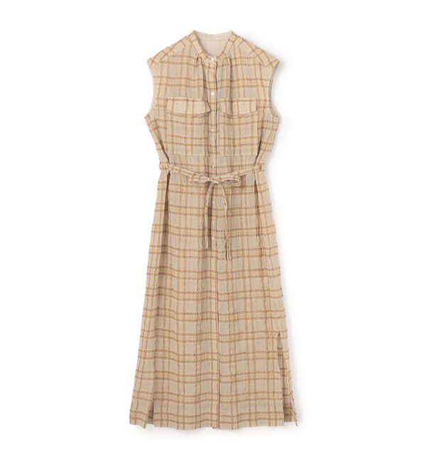 Ballsey「シアープラッド フレンチロングシャツブラウス」|ワンピース|42 ベージュ系