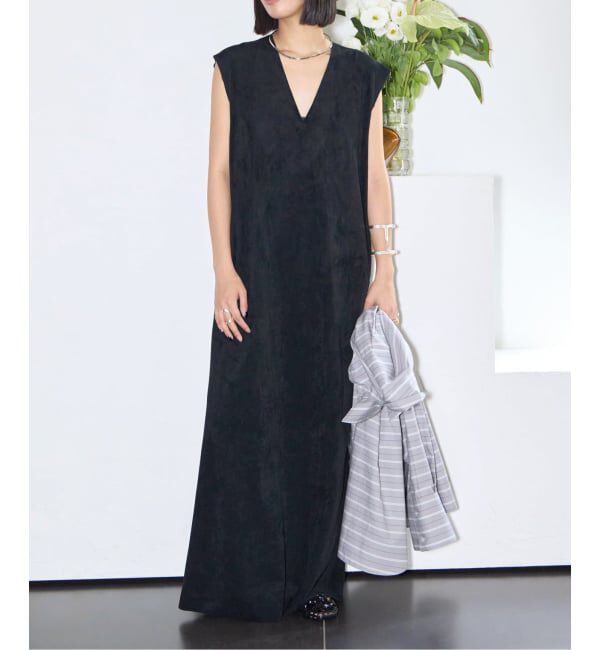  「FAUX SUEDE I-LINE DRESS：ワンピース」|ワンピース|ブラック