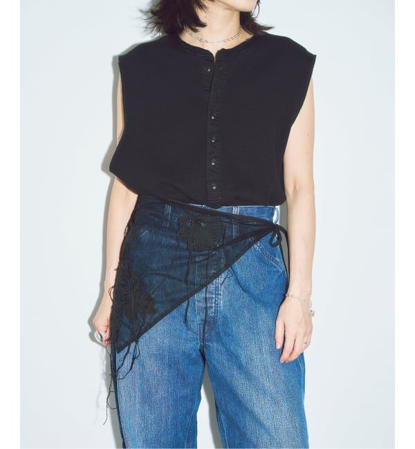  「MARGE FRAYED EMBROIDERY SCARF 1012-0108-035：スカーフ」|バンダナ・スカーフ|