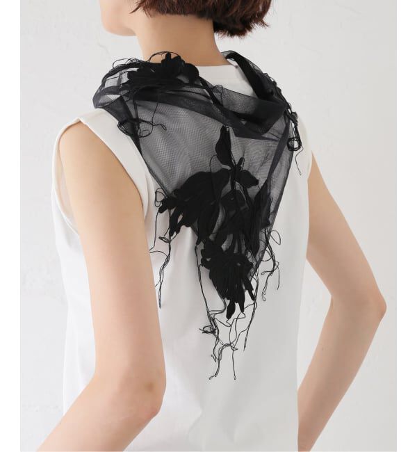  「MARGE FRAYED EMBROIDERY SCARF 1012-0108-035：スカーフ」|バンダナ・スカーフ|