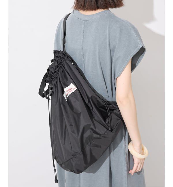 SLOBE IENA「CARIBOU MOUNTAINEERING SLOBE別注 巾着ショルダーバッグ」|ショルダー・メッセンジャー|ブラック