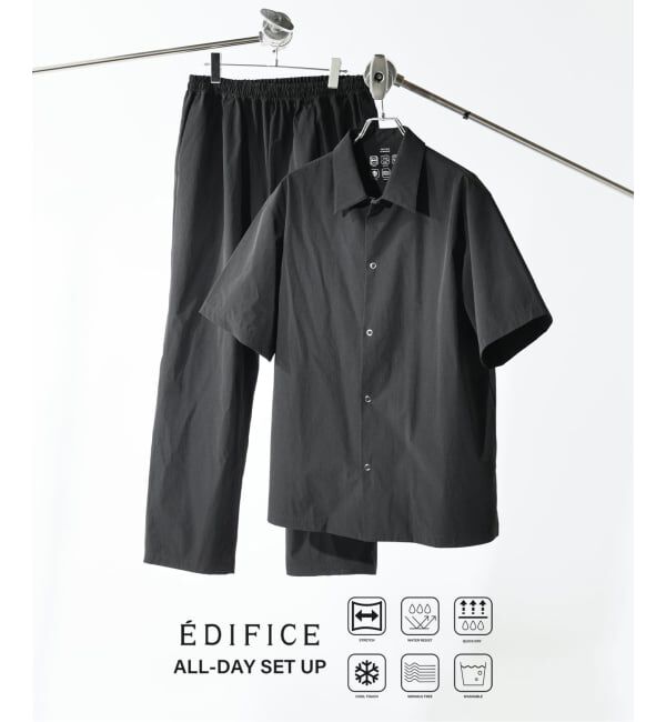EDIFICE「【EDIFICE ALL-DAY SETUPシリーズ】2点セット オーバーシャツ&イージーパンツ」|シャツ・ブラウス|ブラック
