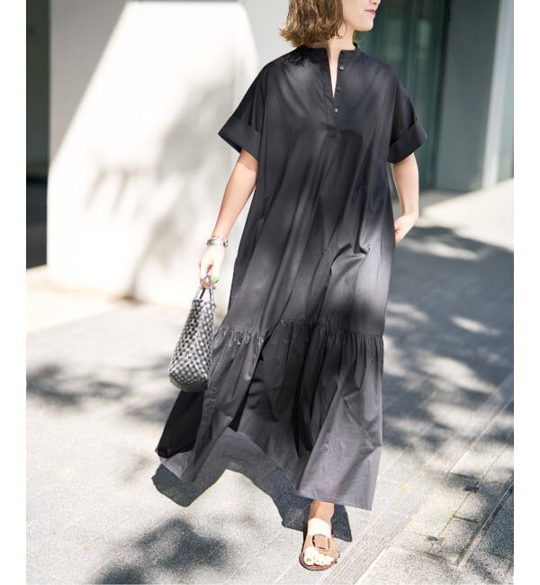 Spick and Span「《追加》ローンティアードマキシワンピース」|ワンピース|ブラック