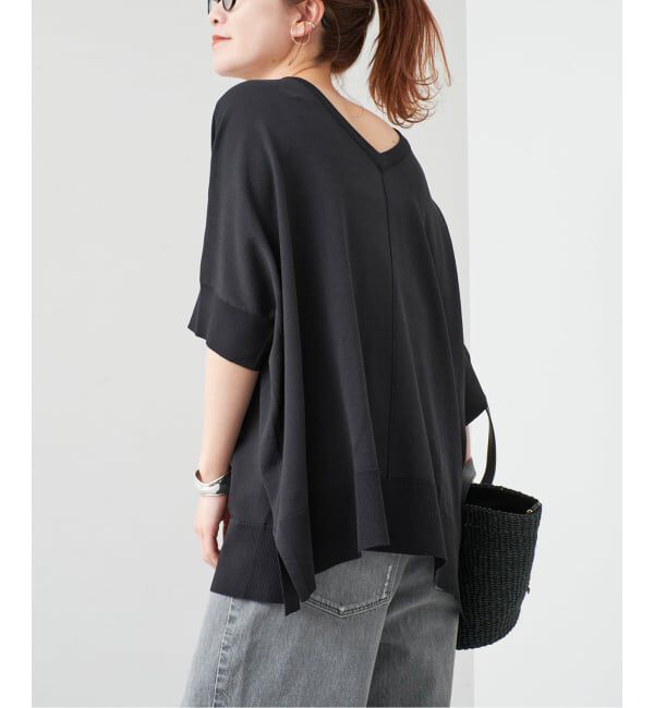 Spick and Span「《一部店舗+WEB限定 / 追加》14GWASHABLE2WAYポンチョプルオーバー」|ニット・セーター|ブラック