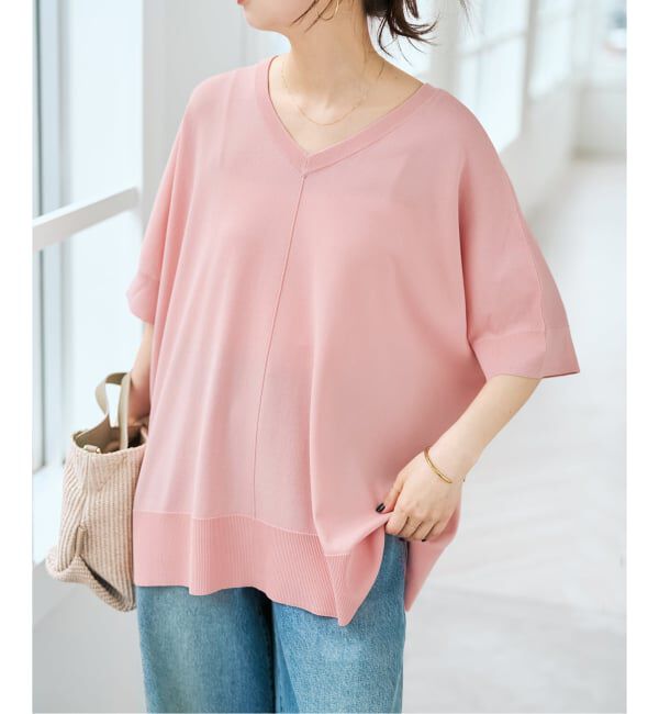 Spick and Span「《一部店舗+WEB限定 / 追加》14GWASHABLE2WAYポンチョプルオーバー」|ニット・セーター|ピンク