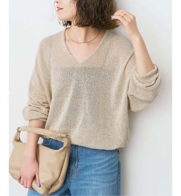 Spick and Span「ペーパーヤーンコクーンシルエットプルオーバー」|ニット・セーター|ベージュ