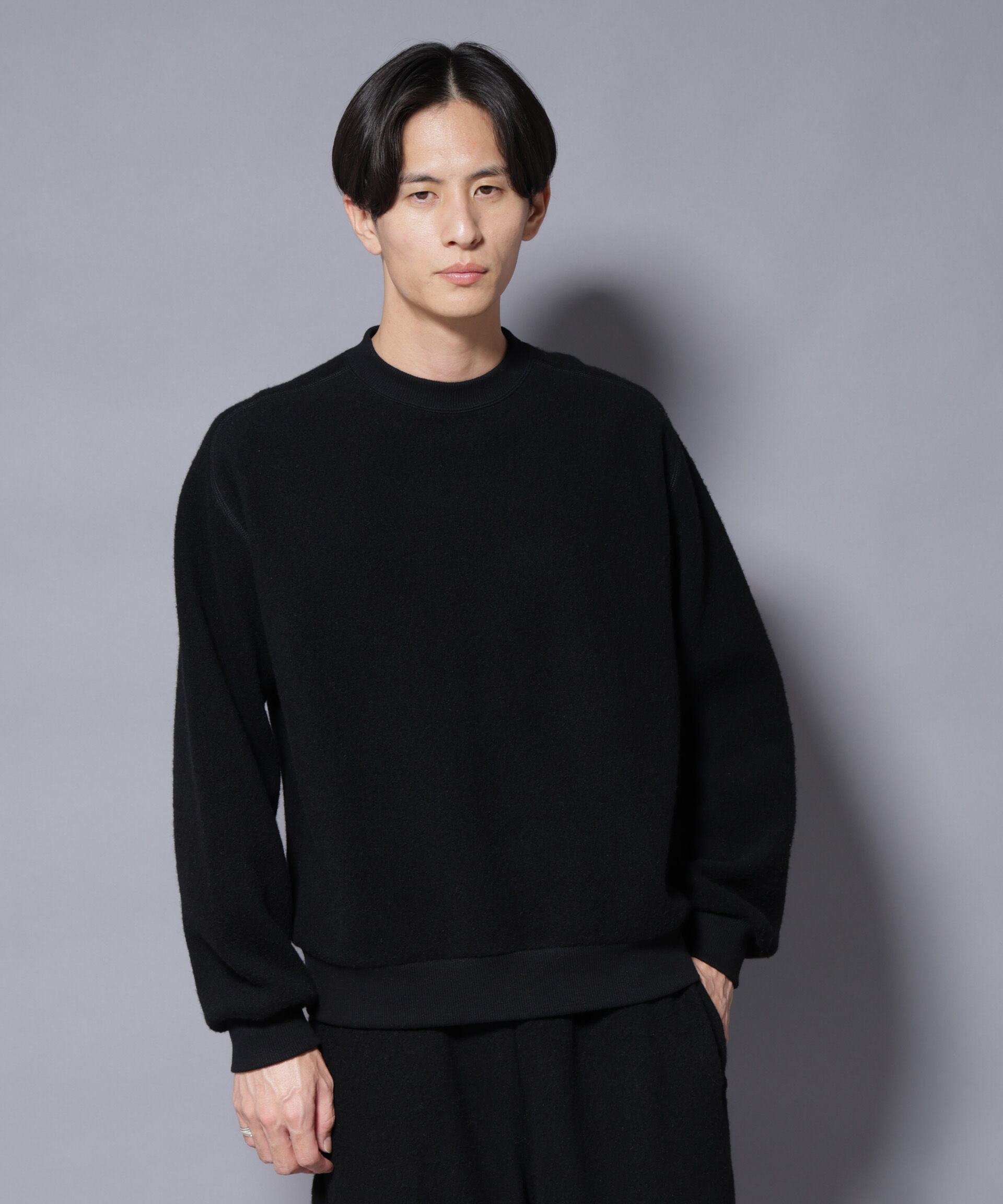 nano･universe「MIYATA&times;NANO JAPANMADE ウール/コットン スウェット」|Tシャツ・カットソー|ブラック