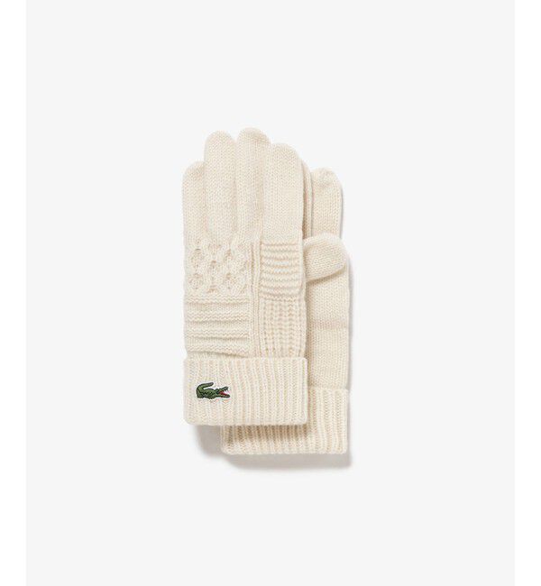 LACOSTE「アラン柄ブレンドウールニットグローブ」|手袋|