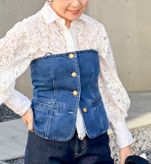Rie Miller「【RM denim】2WAYデニムビスチェ」|キャミソール|インディゴブルー
