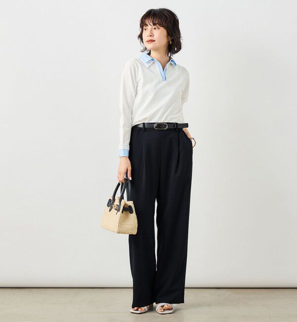 NOLLEY'S sophi「《手洗い可能》シャツレイヤード風スキッパーポロニット」|ニット・セーター|