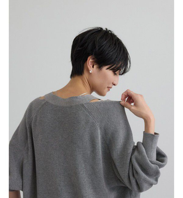 SALON adam et rope'「【WEB限定】コットンシルクネックスリットVネックカーディガン」|カーディガン|