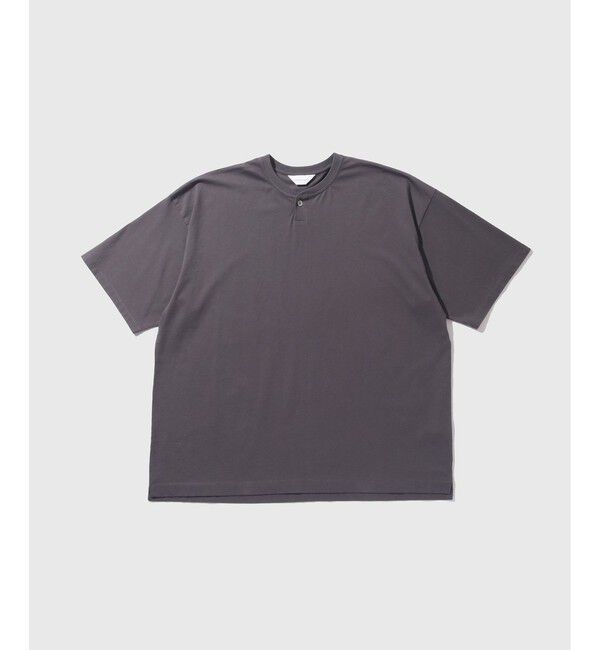 ADAM ET ROPE'「スムースコットン ヘンリーネック」|Tシャツ・カットソー|チャコール(06)