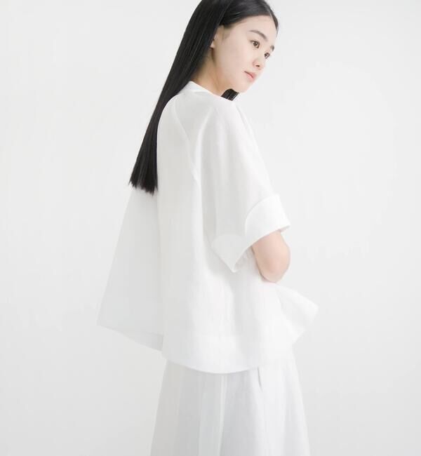  「eunoia | クロップド 半袖シャツ WOMEN」|シャツ・ブラウス|WHITE