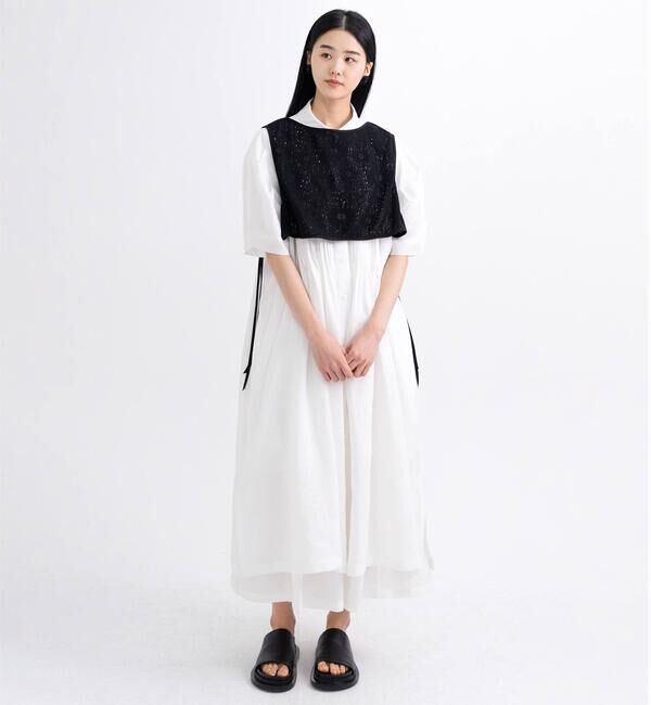  「eunoia | リネン ピンタック半袖ワンピース WOMEN」|ワンピース|CREAM