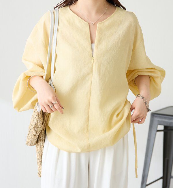  「【インしないでスッキリ/夏にも着れるシアー長袖】ジップドロストブラウス」|シャツ・ブラウス|