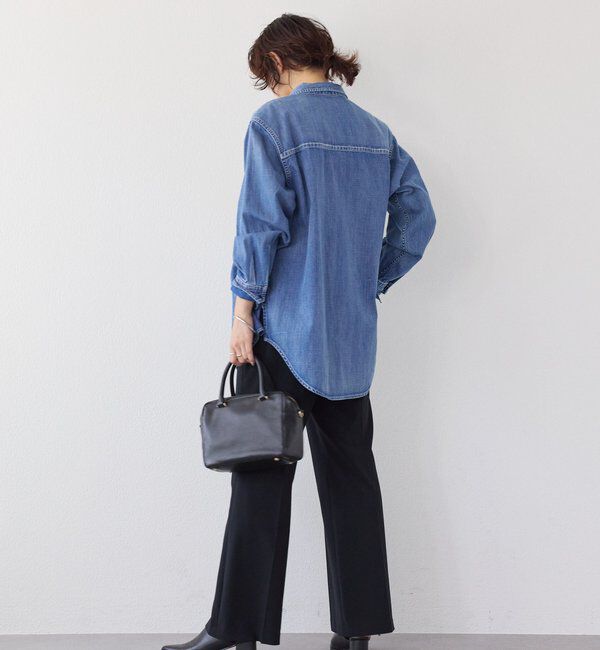  「【RIMH】【取り外し可能肩パッド付き】ショルダーパッドロングシャツ」|シャツ・ブラウス|