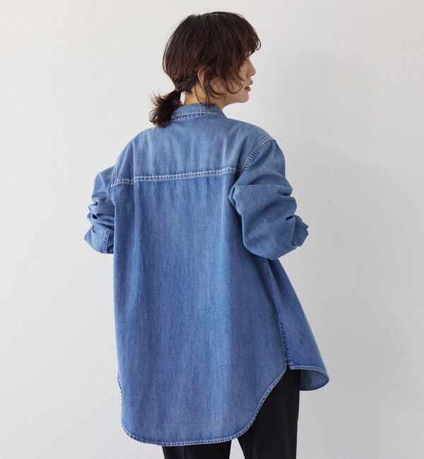  「【RIMH】【取り外し可能肩パッド付き】ショルダーパッドロングシャツ」|シャツ・ブラウス|