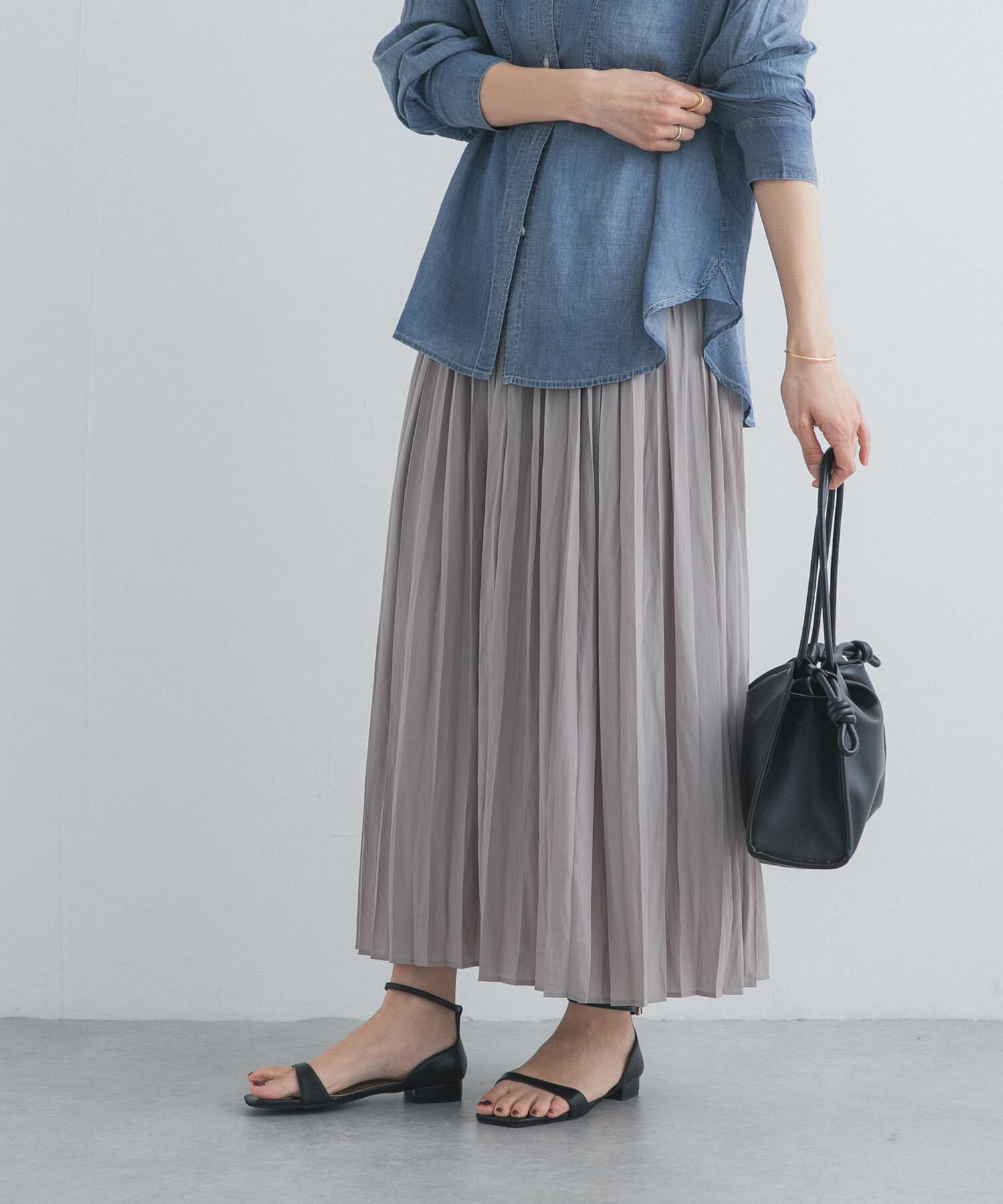 URBAN RESEARCH DOORS「ランダムプリーツスカート」|スカート|ベージュ系その他