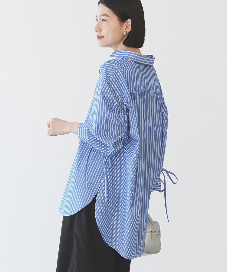 AMERICAN HOLIC「【WEB限定】イージーケアバックギャザーリボンシャツ」|シャツ・ブラウス|ストライプサックス