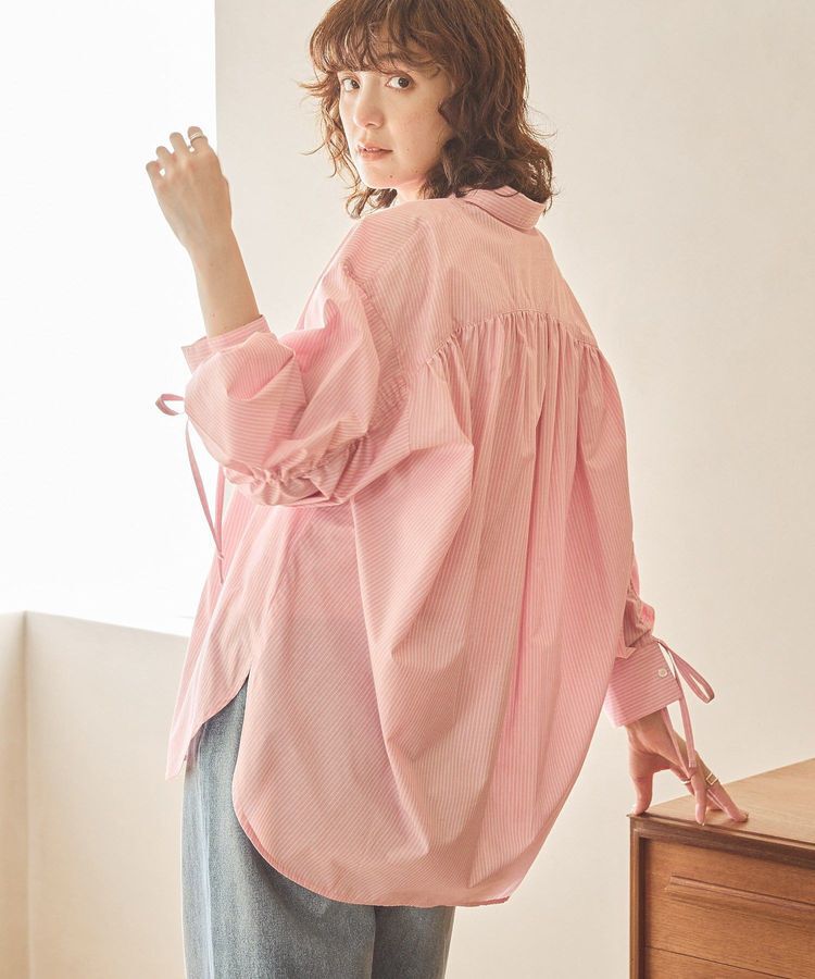 AMERICAN HOLIC「【WEB限定】イージーケアバックギャザーリボンシャツ」|シャツ・ブラウス|Stripe Pink