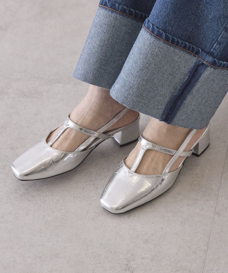 AMERICAN HOLIC「Tストラップスクエアパンプス」|パンプス|Silver