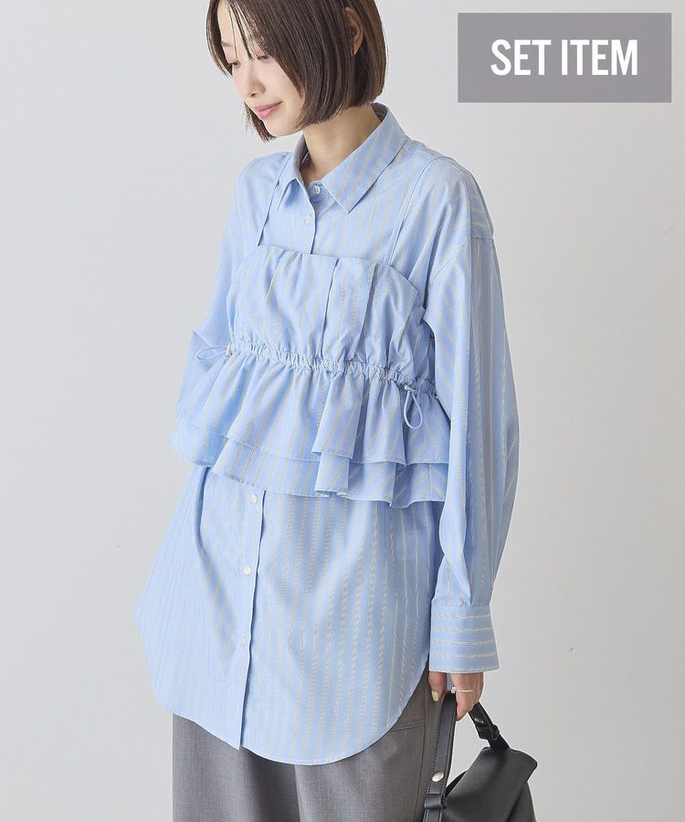 AMERICAN HOLIC「【2点セット・イージーケア】ビスチェ＋シャツ」|シャツ・ブラウス|ストライプサックス