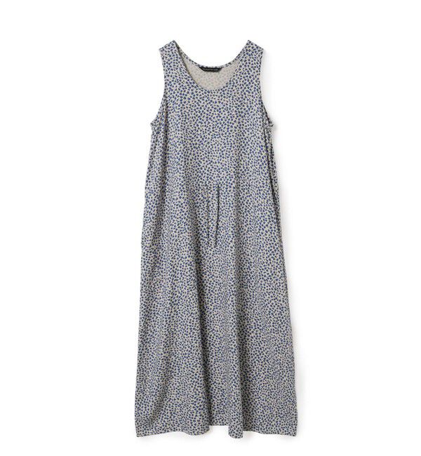 mizuiro ind「mizuiro ind プリントAラインワンピース」|ワンピース|ベージュ&times;ブルー