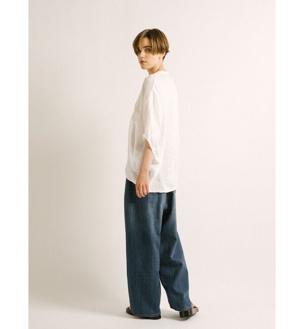 mizuiro ind「mizuiro ind リネンスタンドカラーコクーンシャツ」|シャツ・ブラウス|