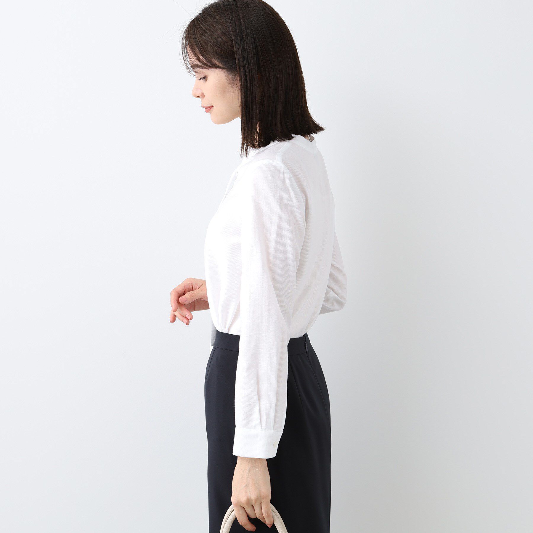 INDIVI「【洗える】ストライプドビー ボウタイブラウス」|シャツ・ブラウス|