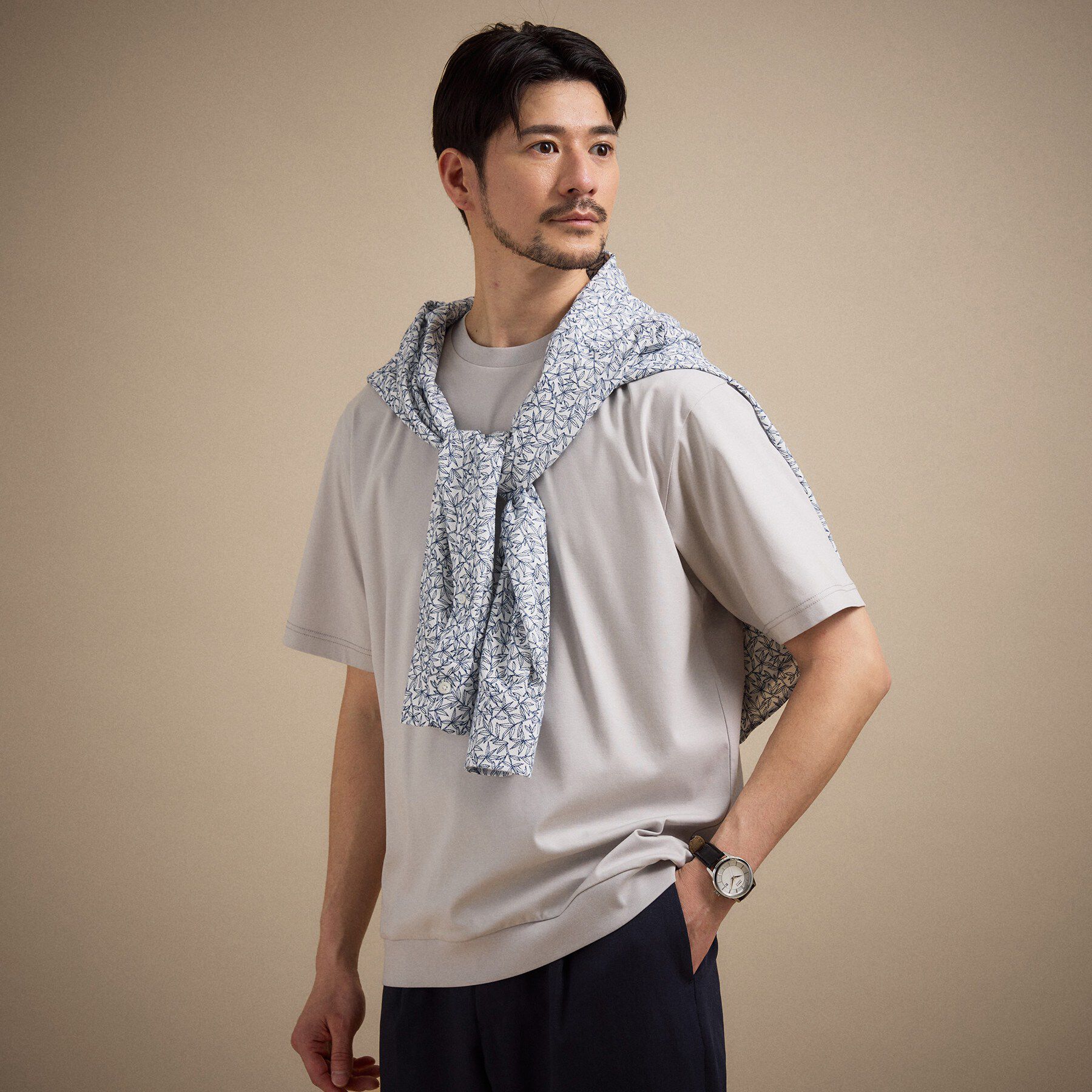 TAKEO KIKUCHI「【接触冷感】アイスクリアコットン Tシャツ」|Tシャツ・カットソー|ライトグレー(011