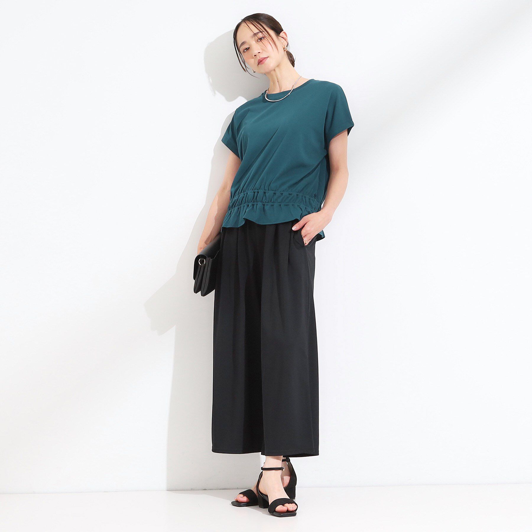 SHOO･LA･RUE「【ひんやり/2点セット】コーデに悩まず決まる トップス＋ガウチョパンツ」|スーツ|