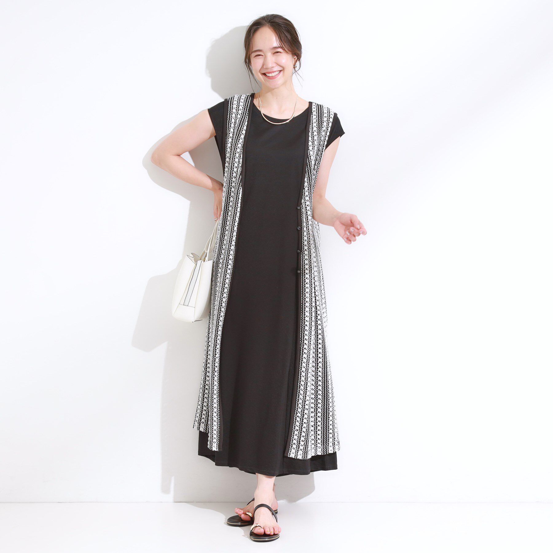 SHOO･LA･RUE「【S-LL/ひんやり】切替ラインですっきりと 1枚で着られるロングワンピース」|ワンピース|