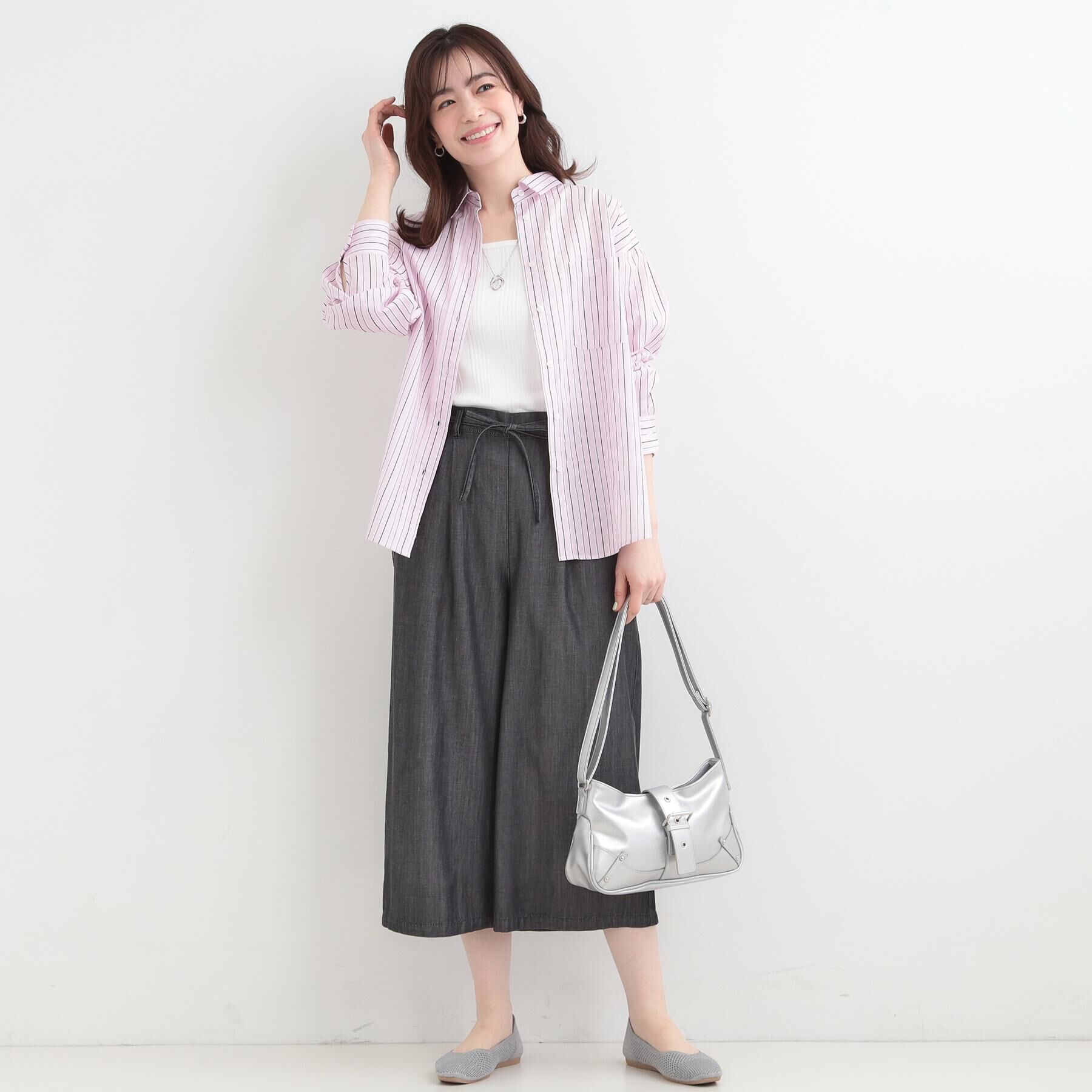 SHOO･LA･RUE「【着丈選べる/ひんやり】ウエストリボンがポイント　デニムイージーワイドパンツ」|その他|