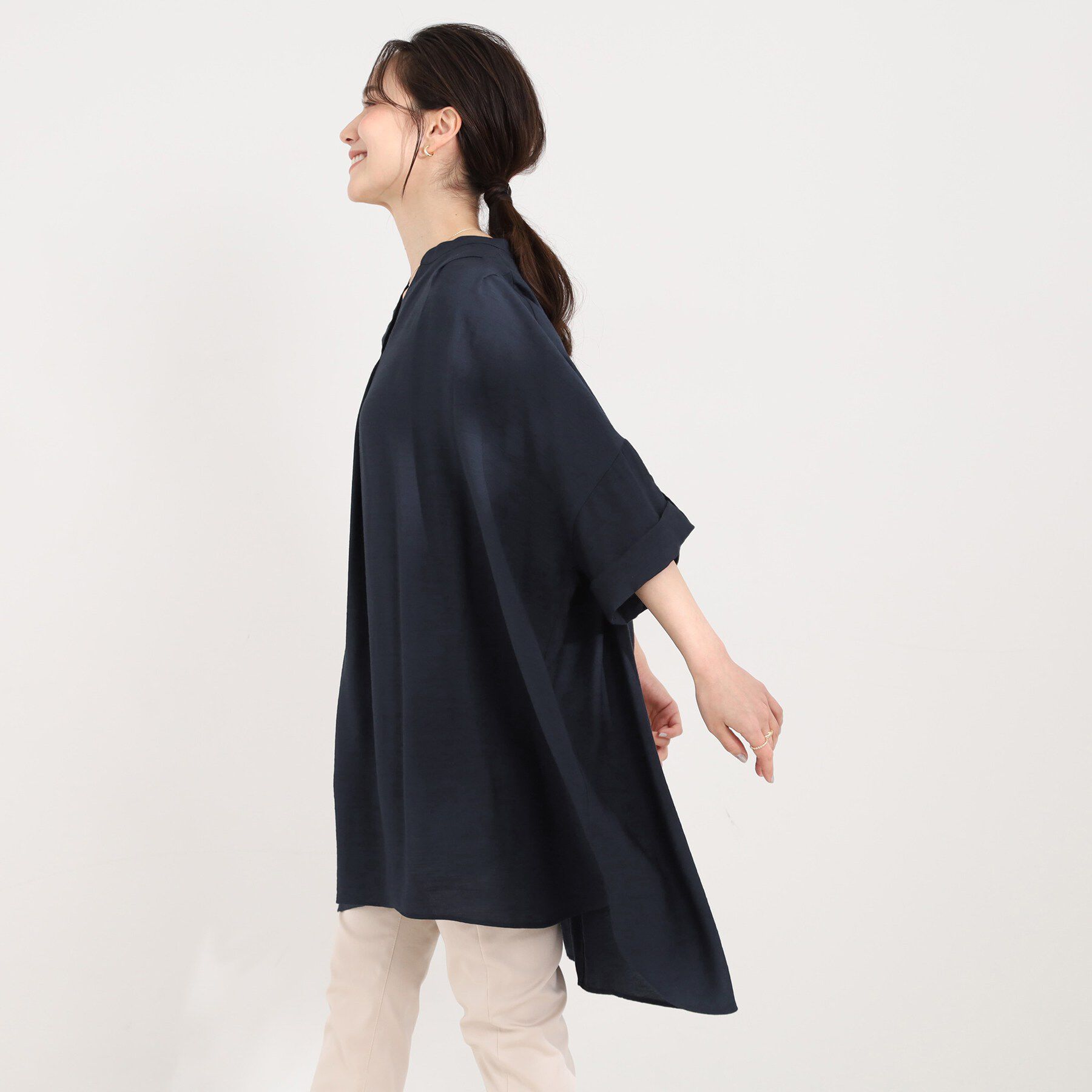SHOO･LA･RUE「【ひんやり/S-LL】体型カバー叶える 大人のゆるドルマンチュニック」|チュニック|