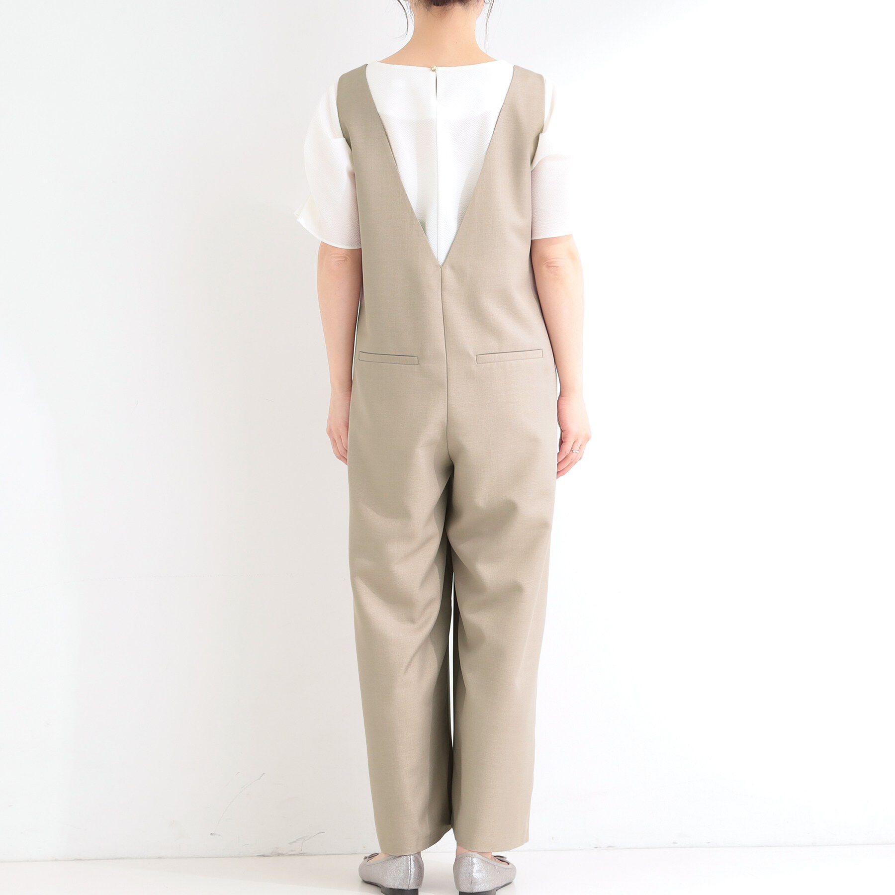 SHOO･LA･RUE「【洗濯後しわになりにくい/S-LL】ゆったりらくちんきれい見え　シンプルだから使いやすい 大人のオー」|オールインワン|
