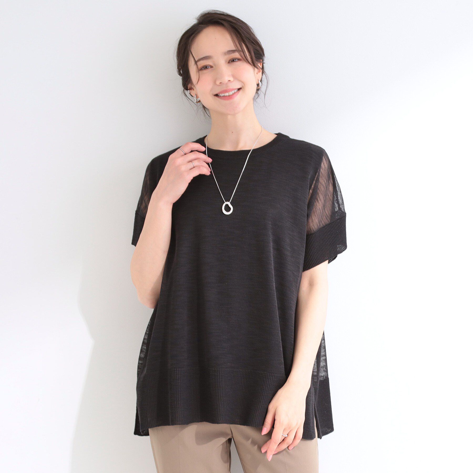 SHOO･LA･RUE「【2点セット/S-LL/体型カバー】大人のこなれレイヤード シアーニット+タンクトップ」|その他|