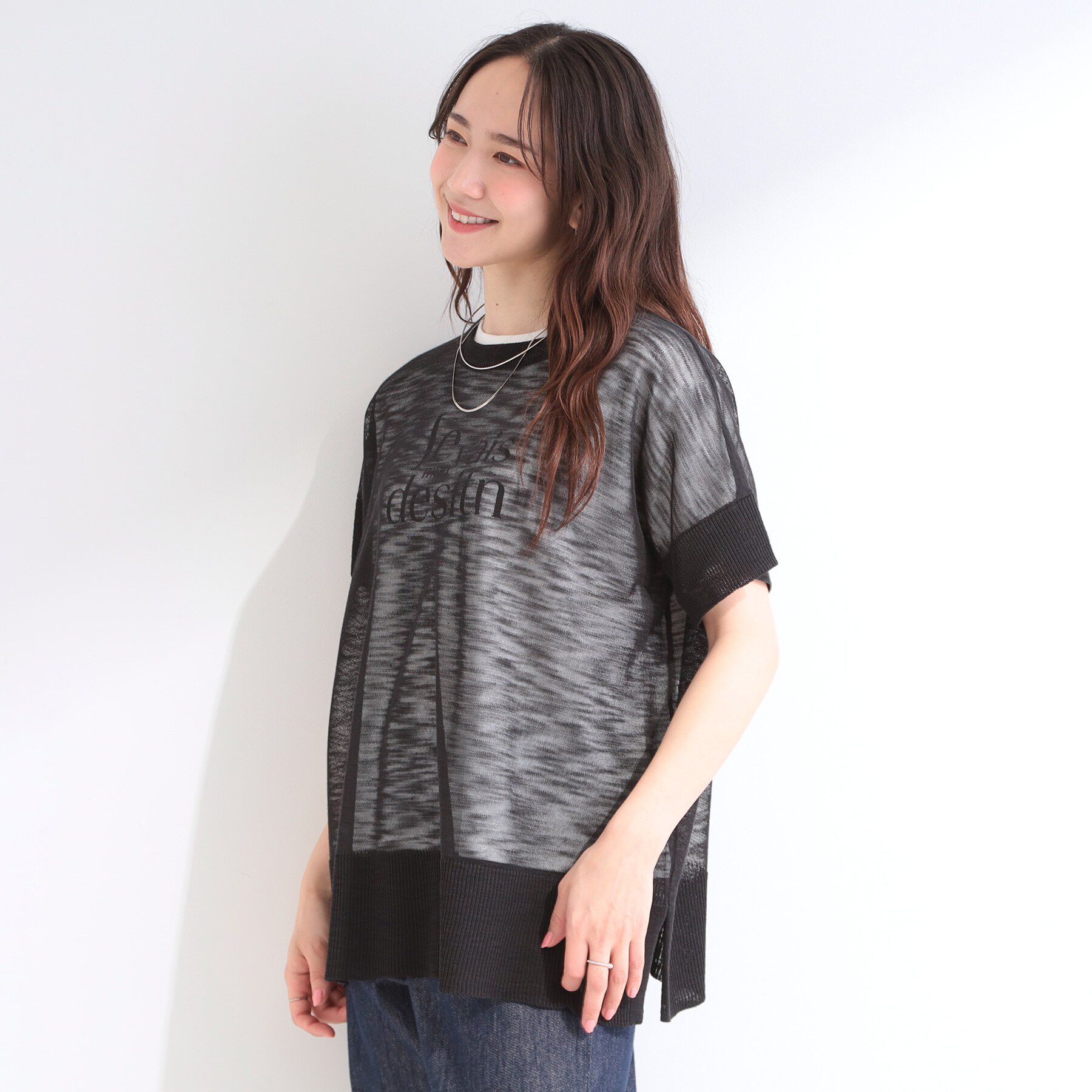 SHOO･LA･RUE「【2点セット/S-LL】透かしクロシェ編みベスト＋ロゴT 大人の涼やかセット」|その他|