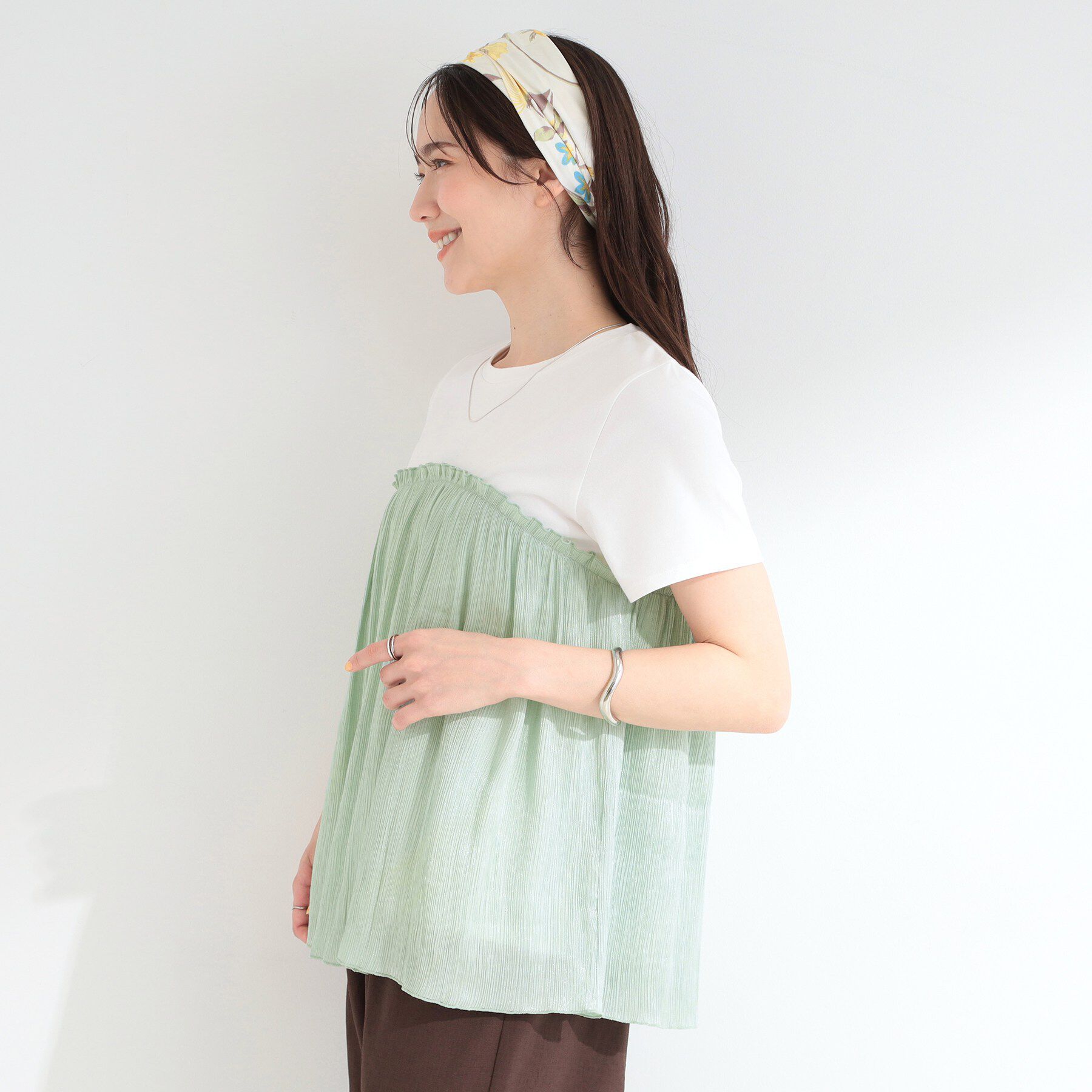 SHOO･LA･RUE「【ひんやり/S-LL】1枚でインせず決まる きらきらビスチェ風Tシャツ」|Tシャツ・カットソー|