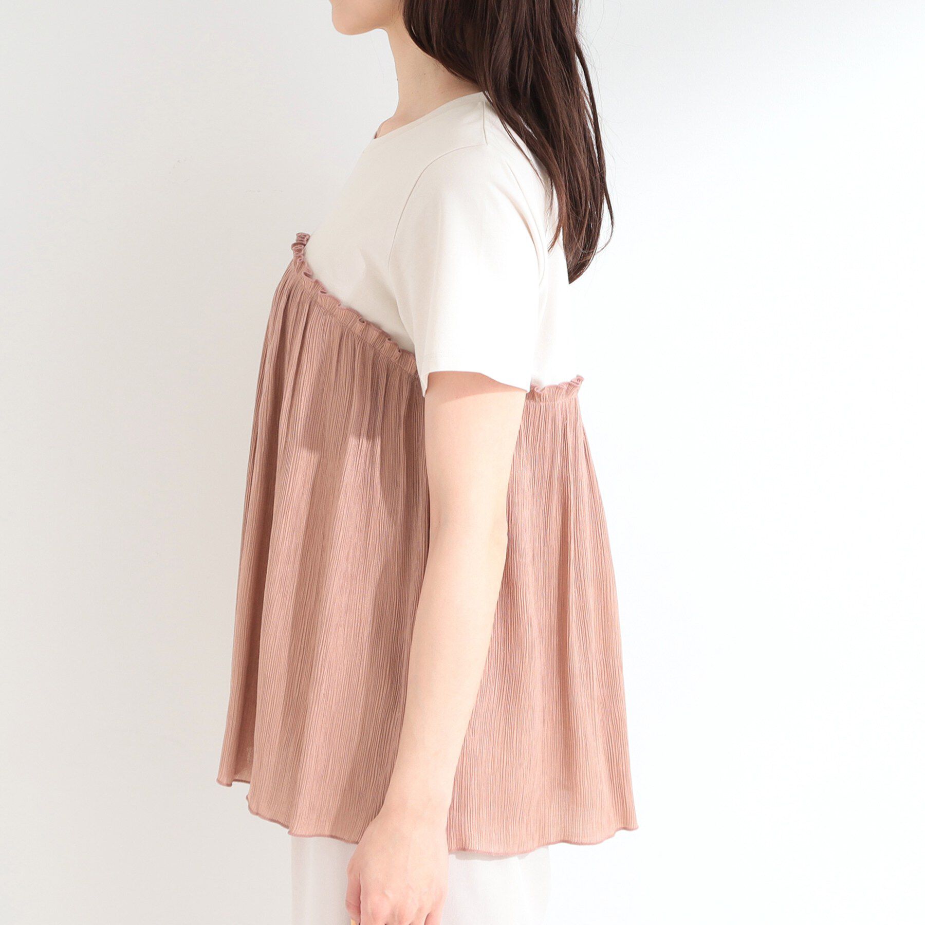 SHOO･LA･RUE「【ひんやり/S-LL】1枚でインせず決まる きらきらビスチェ風Tシャツ」|Tシャツ・カットソー|