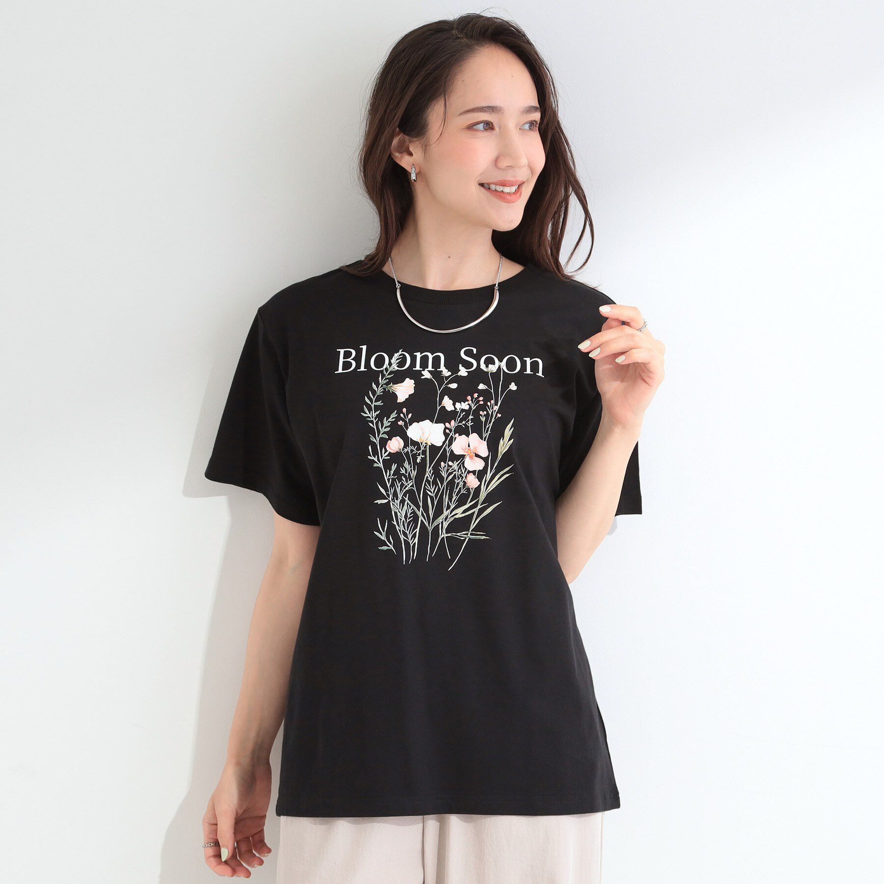 SHOO･LA･RUE「【洗濯機可/S-LL】サラサラ感がここちいい 大人のひんやりプリントTシャツ」|Tシャツ・カットソー|