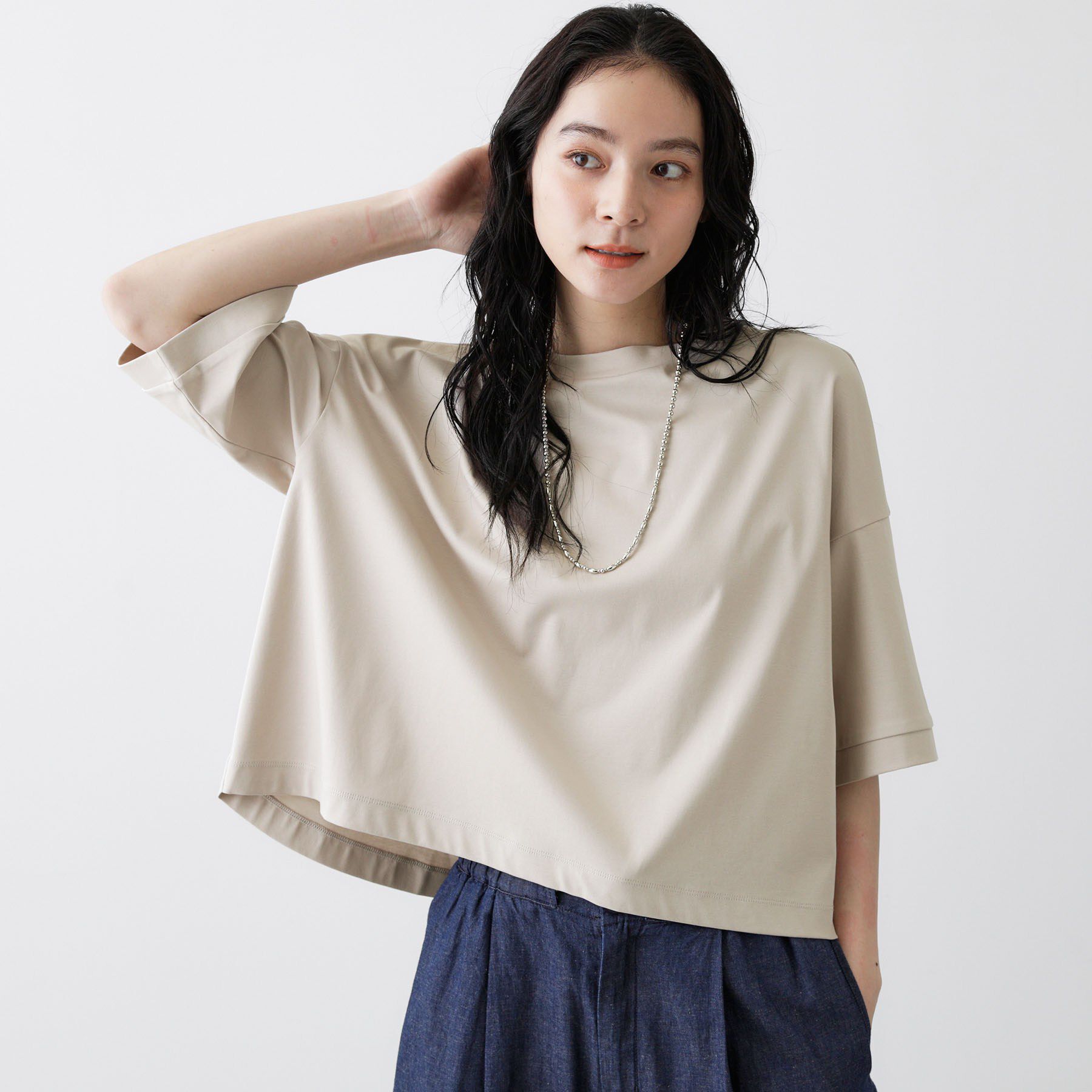 Dessin「【新色追加/体型カバー】美光沢カットソーボクシーシルエット」|Tシャツ・カットソー|