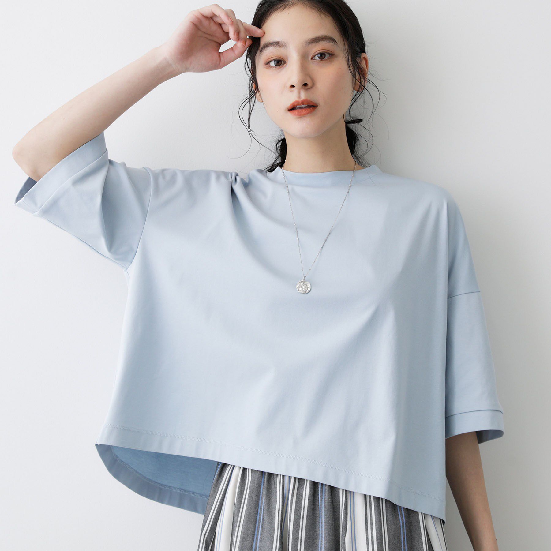 Dessin「【新色追加/体型カバー】美光沢カットソーボクシーシルエット」|Tシャツ・カットソー|
