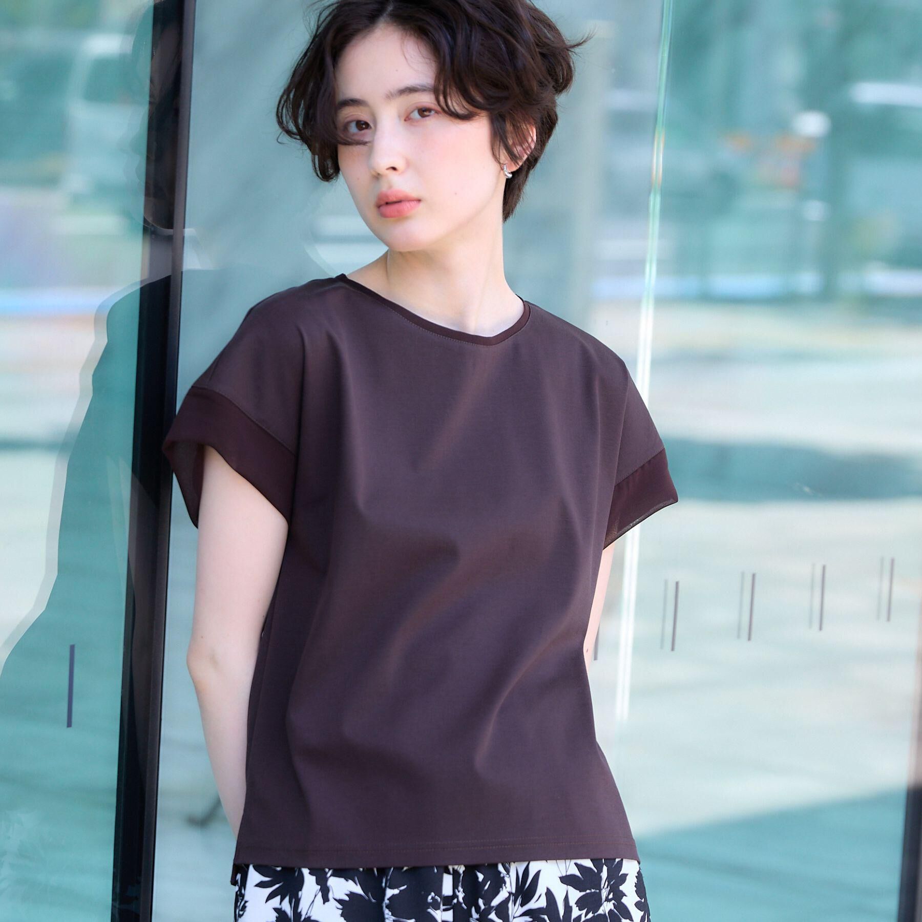 Dessin「【UVカット/接触冷感】美光沢カットソー」|Tシャツ・カットソー|ブラウン(044)