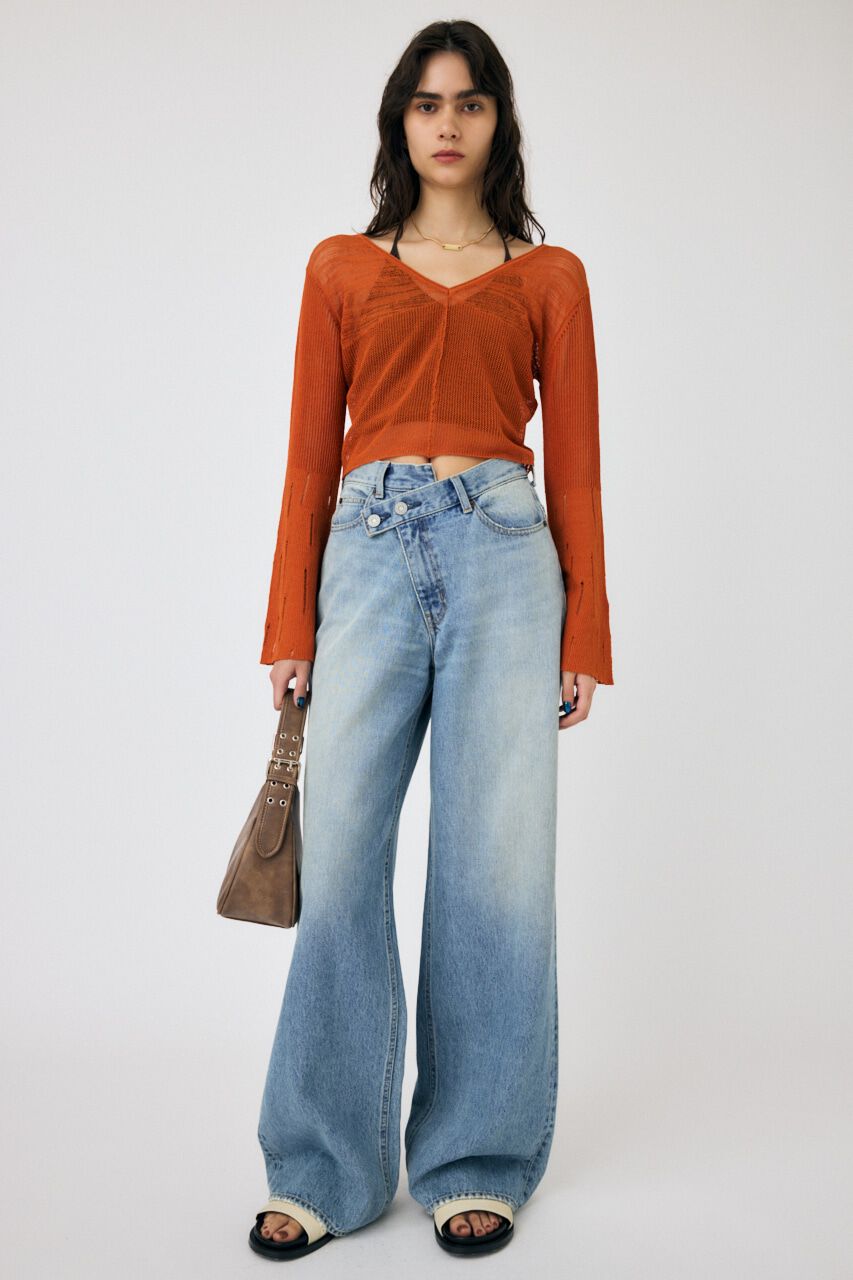 MOUSSY「CROSS WAIST WIDE STRAIGHT」|デニム|