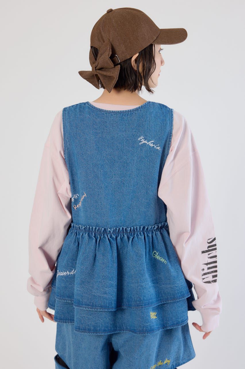 RODEO CROWNS「embroideryフロントジップベスト」|ダウンベスト・ベスト|