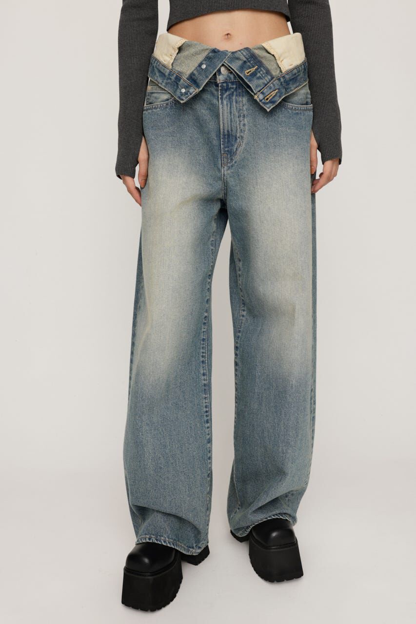SLY「LAYERED STRAIGHT DENIM パンツ」|デニム|L/BLU1