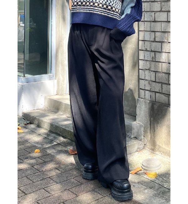 EVRIS「ハイウエストワイドパンツ」|その他|ブラック
